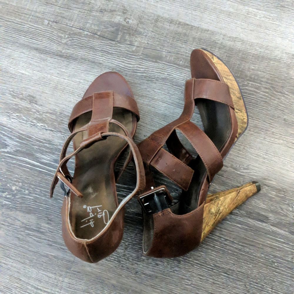 Brown strap heels size 8.5